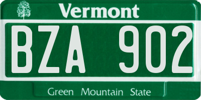 VT license plate BZA902