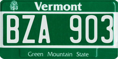 VT license plate BZA903