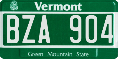 VT license plate BZA904