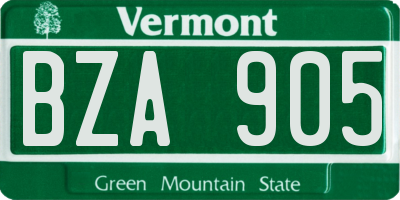 VT license plate BZA905