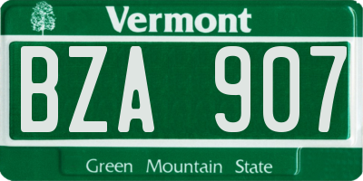 VT license plate BZA907