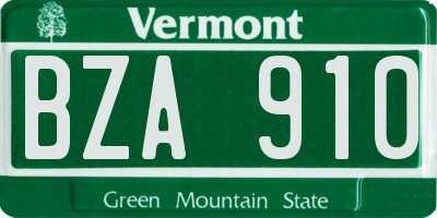 VT license plate BZA910