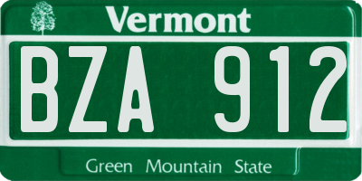VT license plate BZA912