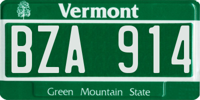 VT license plate BZA914