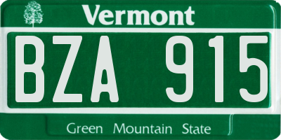 VT license plate BZA915