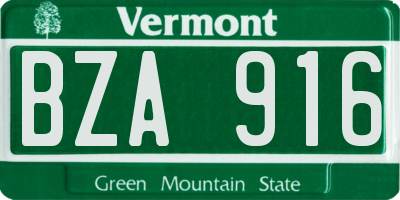 VT license plate BZA916