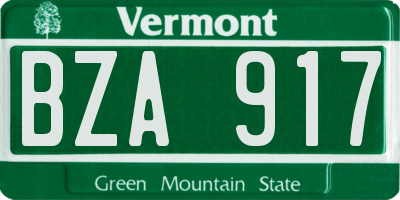 VT license plate BZA917