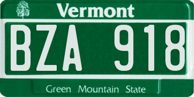 VT license plate BZA918