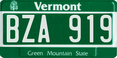 VT license plate BZA919