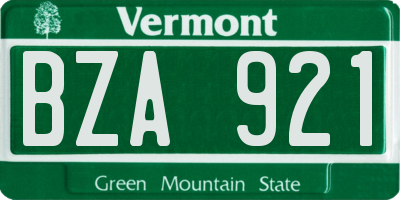 VT license plate BZA921