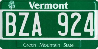 VT license plate BZA924