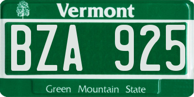 VT license plate BZA925