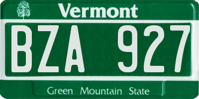 VT license plate BZA927