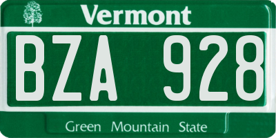 VT license plate BZA928