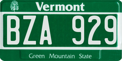 VT license plate BZA929