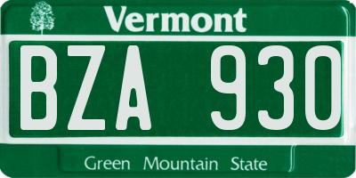 VT license plate BZA930