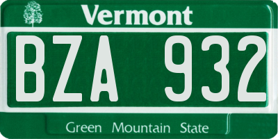VT license plate BZA932