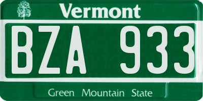 VT license plate BZA933