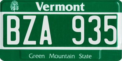 VT license plate BZA935