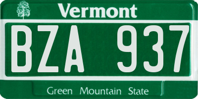 VT license plate BZA937