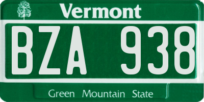 VT license plate BZA938