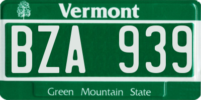 VT license plate BZA939