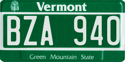 VT license plate BZA940