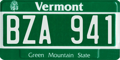 VT license plate BZA941