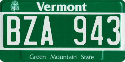 VT license plate BZA943