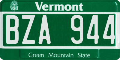 VT license plate BZA944