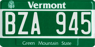 VT license plate BZA945