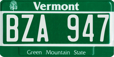 VT license plate BZA947