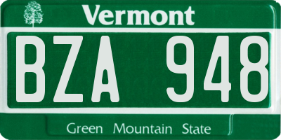 VT license plate BZA948