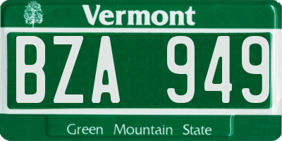 VT license plate BZA949
