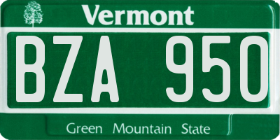 VT license plate BZA950