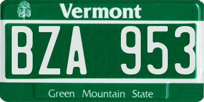VT license plate BZA953