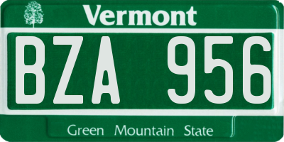 VT license plate BZA956