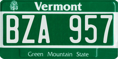 VT license plate BZA957