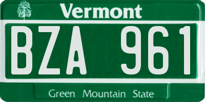 VT license plate BZA961