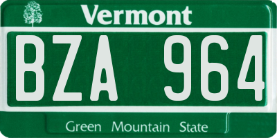 VT license plate BZA964