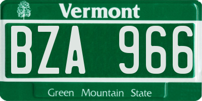 VT license plate BZA966