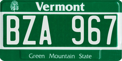VT license plate BZA967