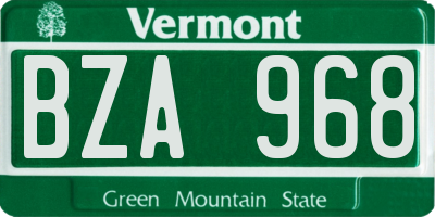 VT license plate BZA968