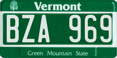 VT license plate BZA969