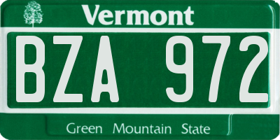 VT license plate BZA972