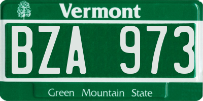 VT license plate BZA973