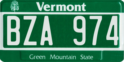 VT license plate BZA974