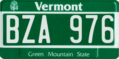 VT license plate BZA976