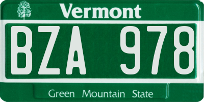 VT license plate BZA978