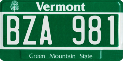 VT license plate BZA981